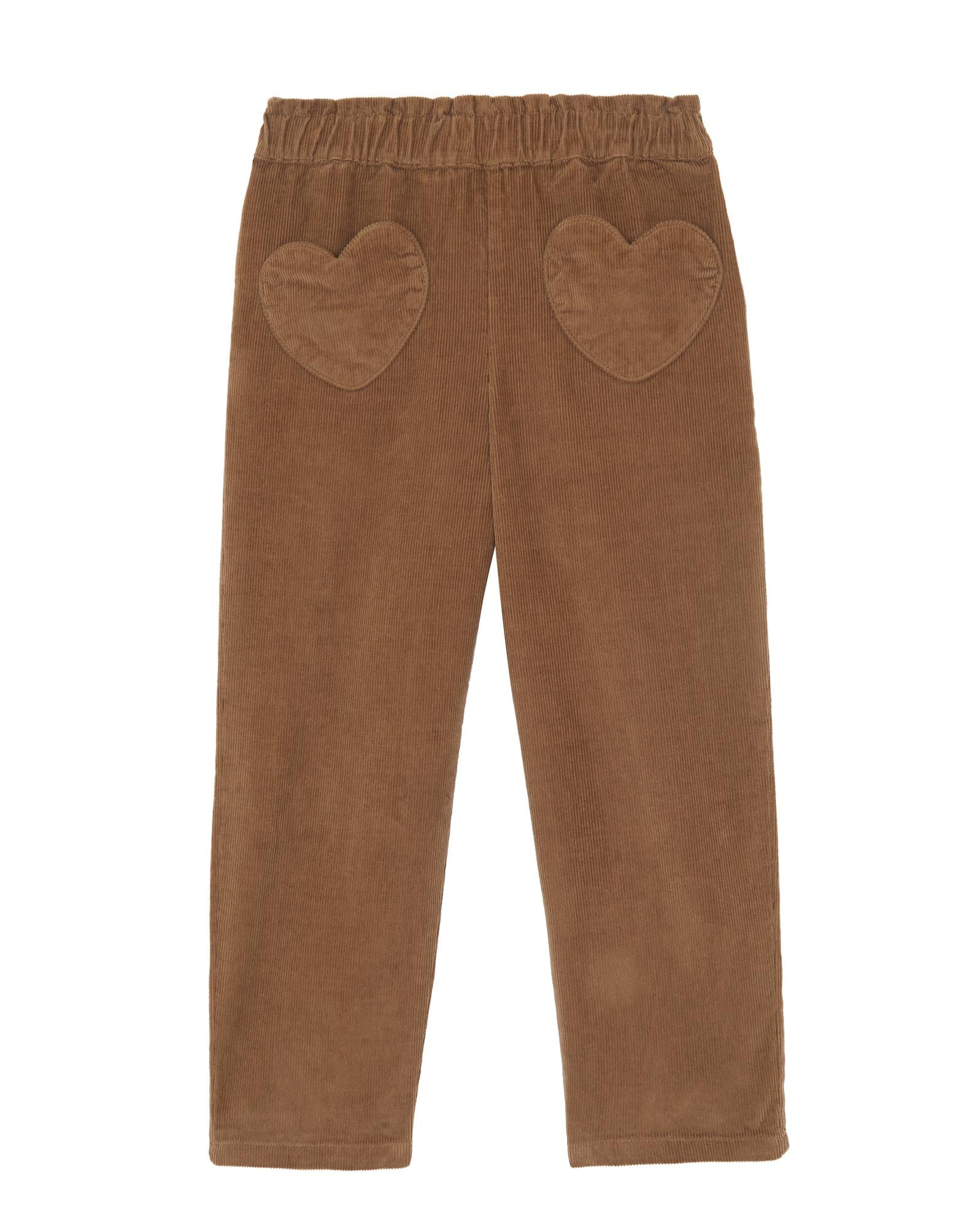 Velvet pants with ribbed detail - Brown