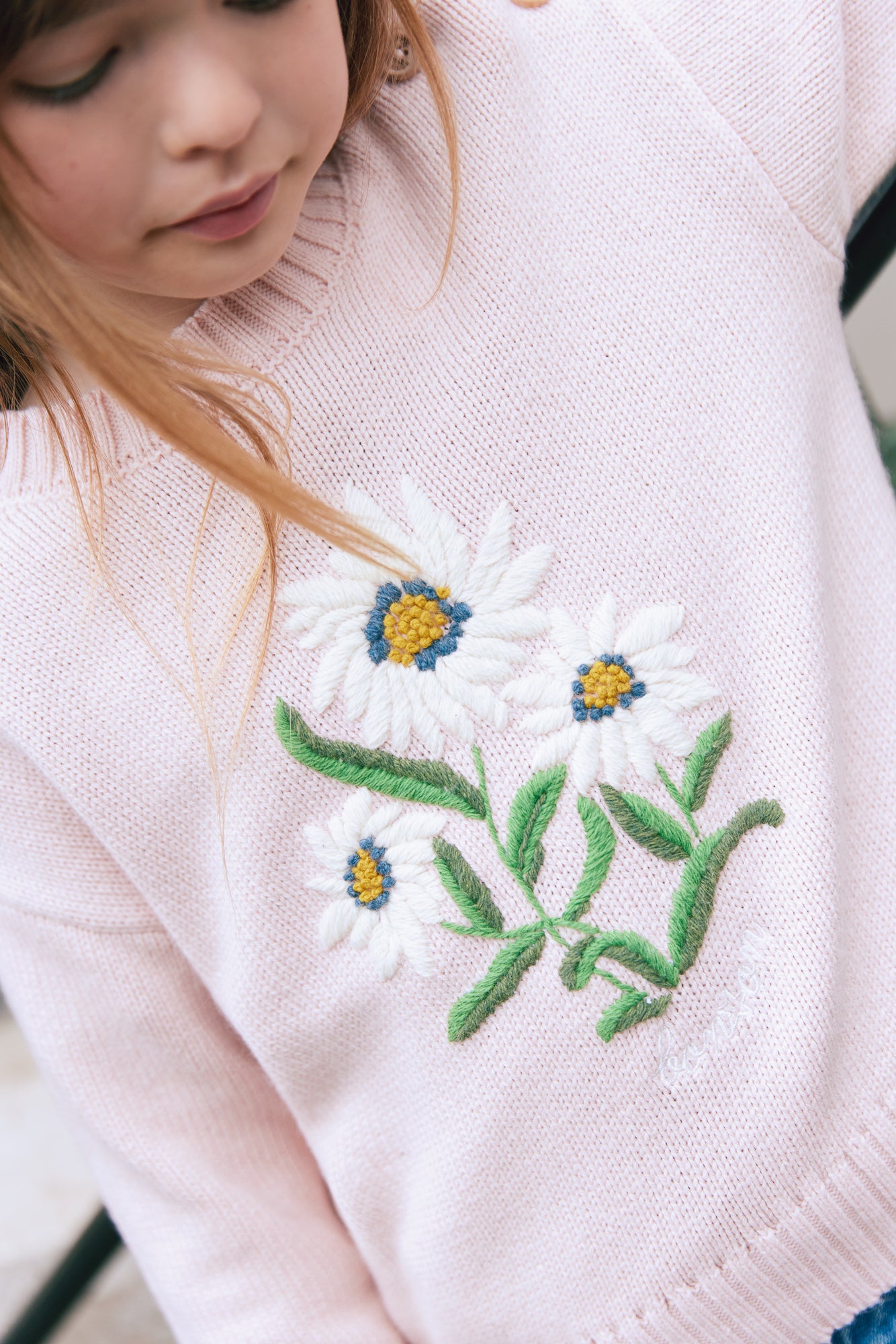 Sweater Misty Rose Flower embroidery