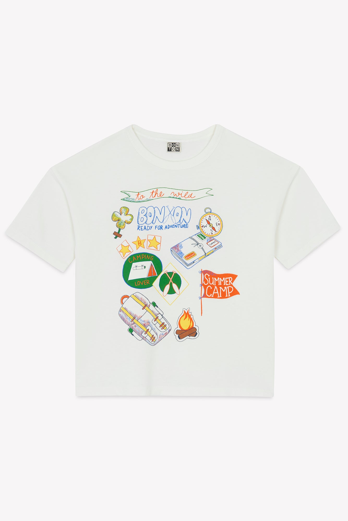 Tee-shirt - Livio blanc hamac illustration summer camp