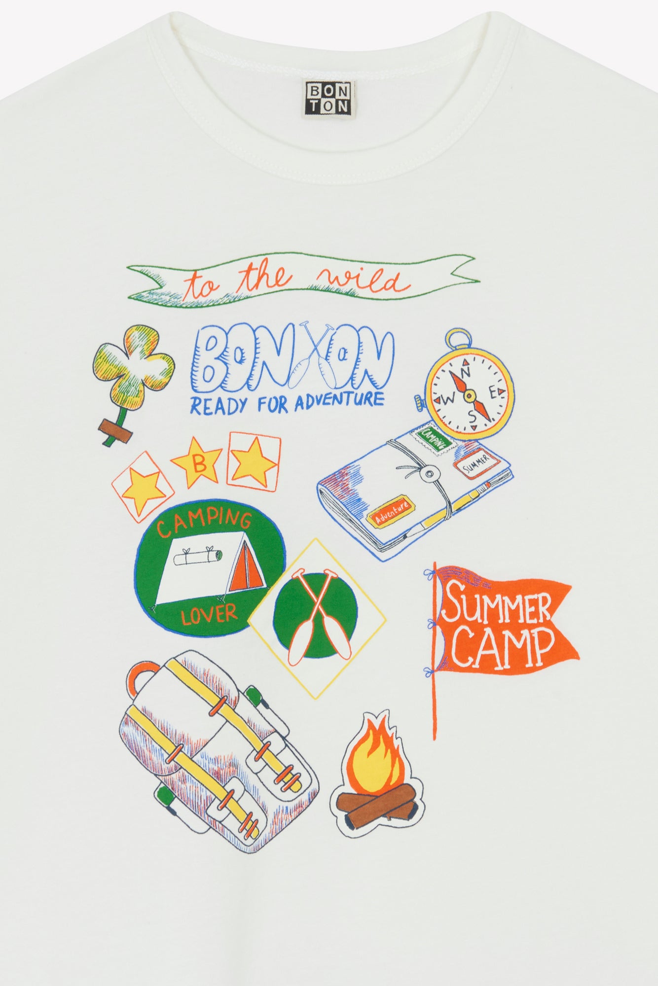 Tee-shirt - Livio blanc hamac illustration summer camp