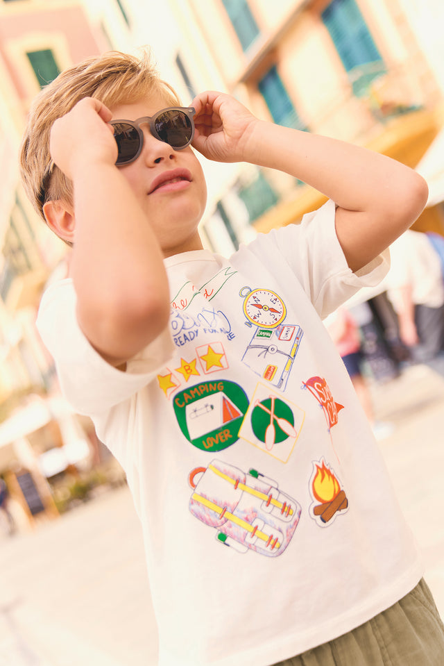 Tee-shirt - Livio blanc hamac illustration summer camp - Image principale