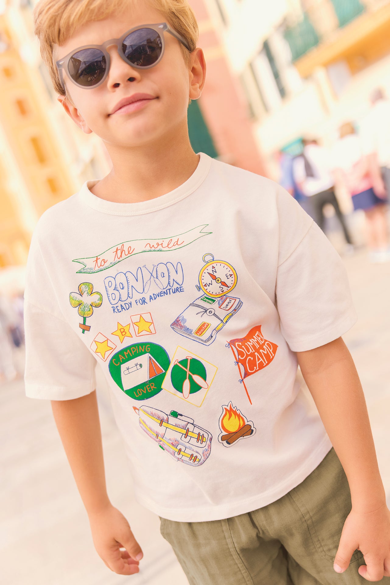 Tee-shirt - Livio blanc hamac illustration summer camp