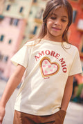 Tee-shirt - Tubo ecru bonton illustration "Amore Mio"