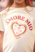 Tee-shirt - Tubo ecru bonton illustration "Amore Mio"