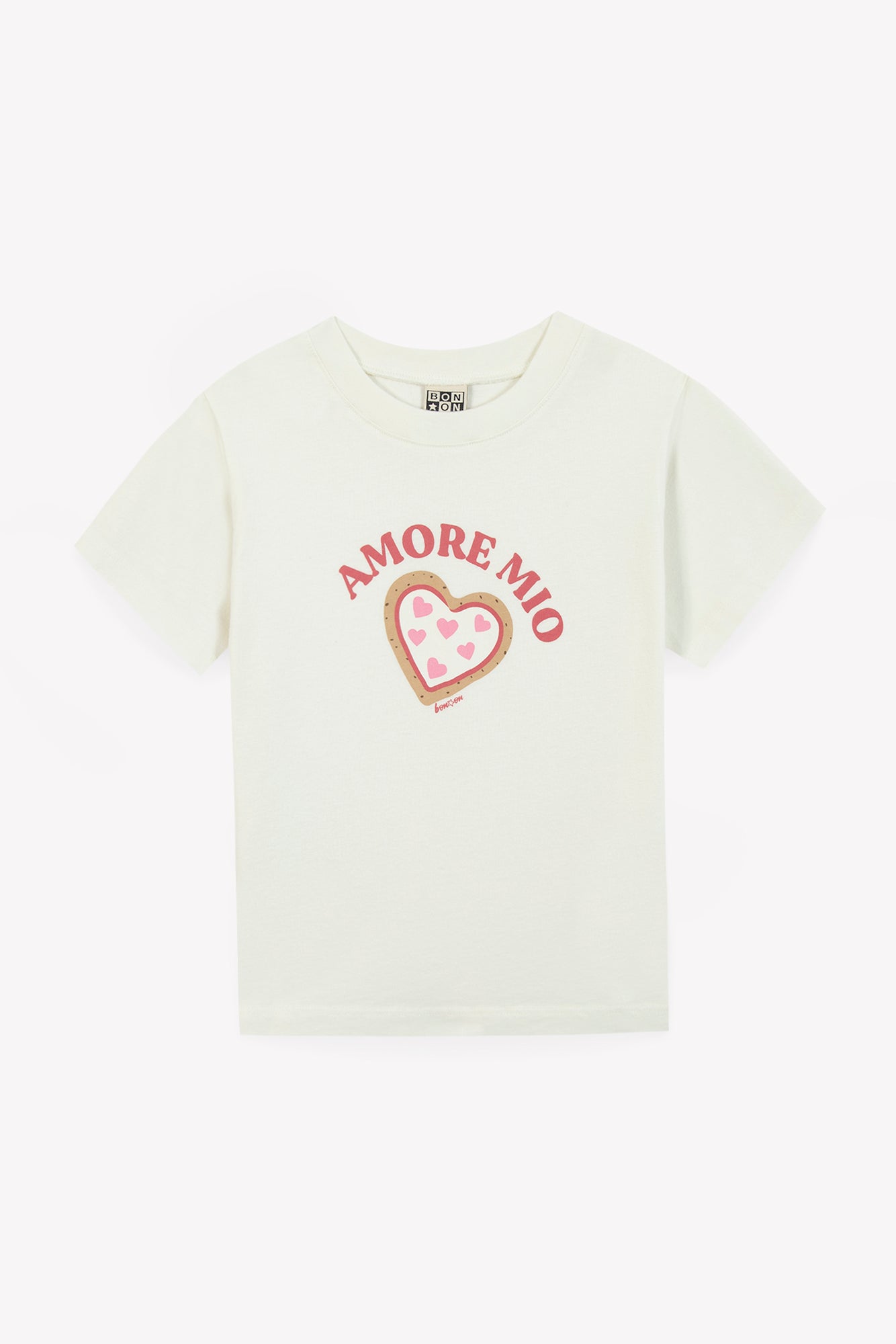 Tee-shirt - Tubo ecru bonton illustration "Amore Mio"