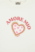 Tee-shirt - Tubo ecru bonton illustration "Amore Mio"