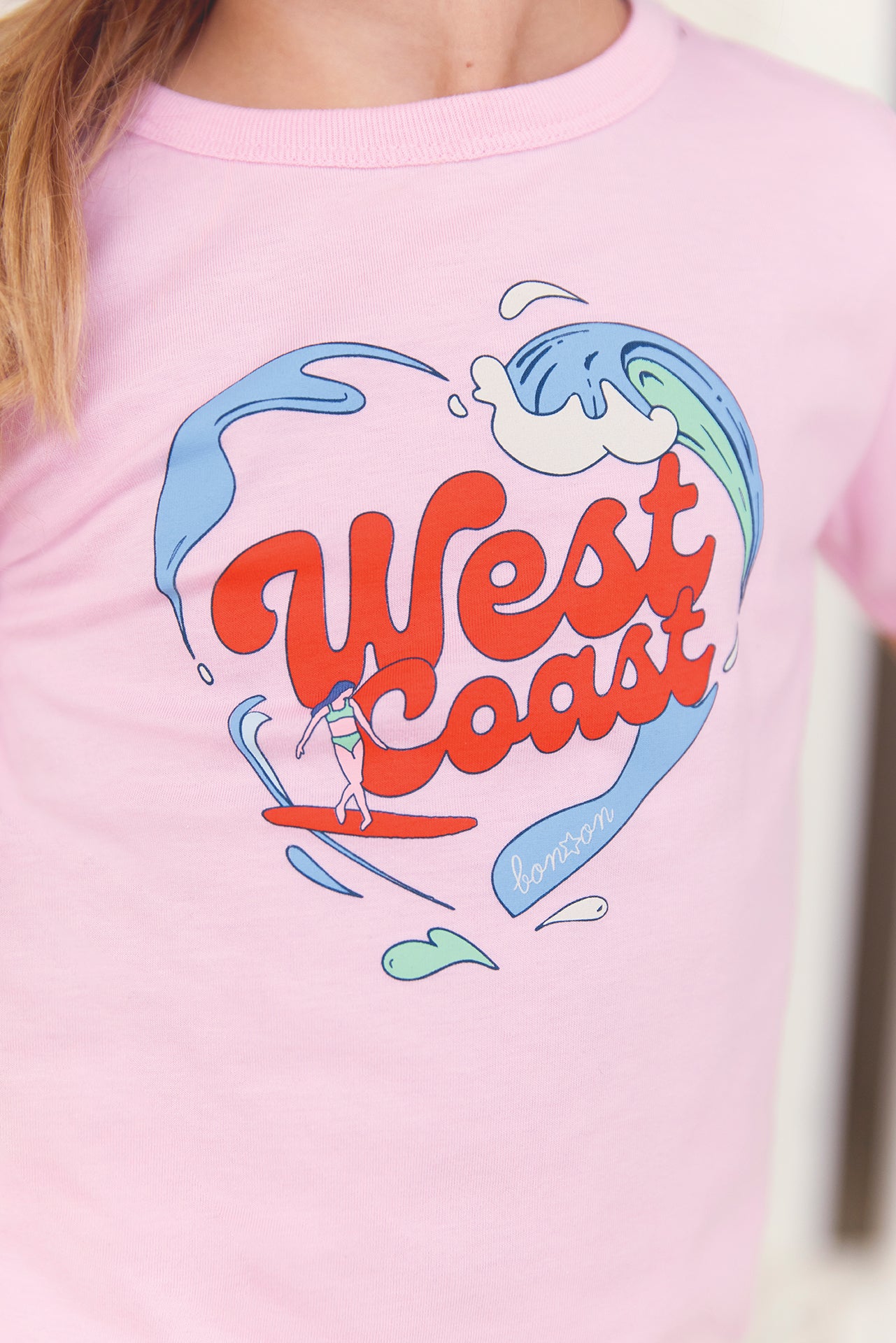 Tee-shirt - Tubo rose bule illustration "West Coast"