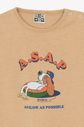 Tee-shirt - Tuba  beige sieste illustration "Chien Asap"