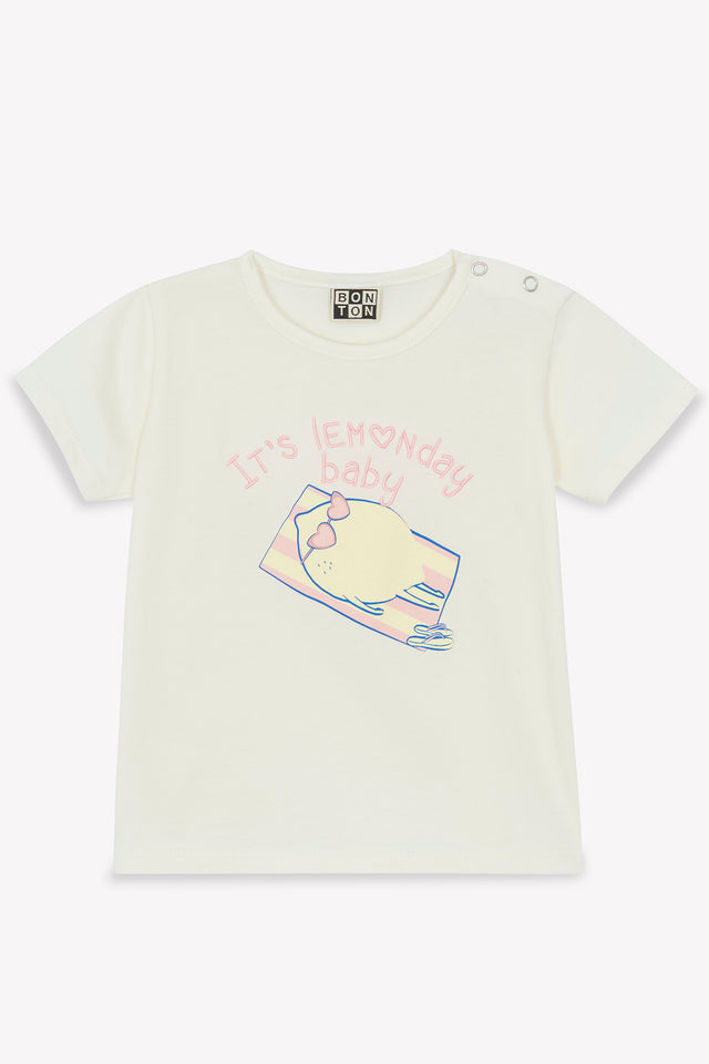 T-shirt - Tuba Lemon Day ecru bonton - Image principale