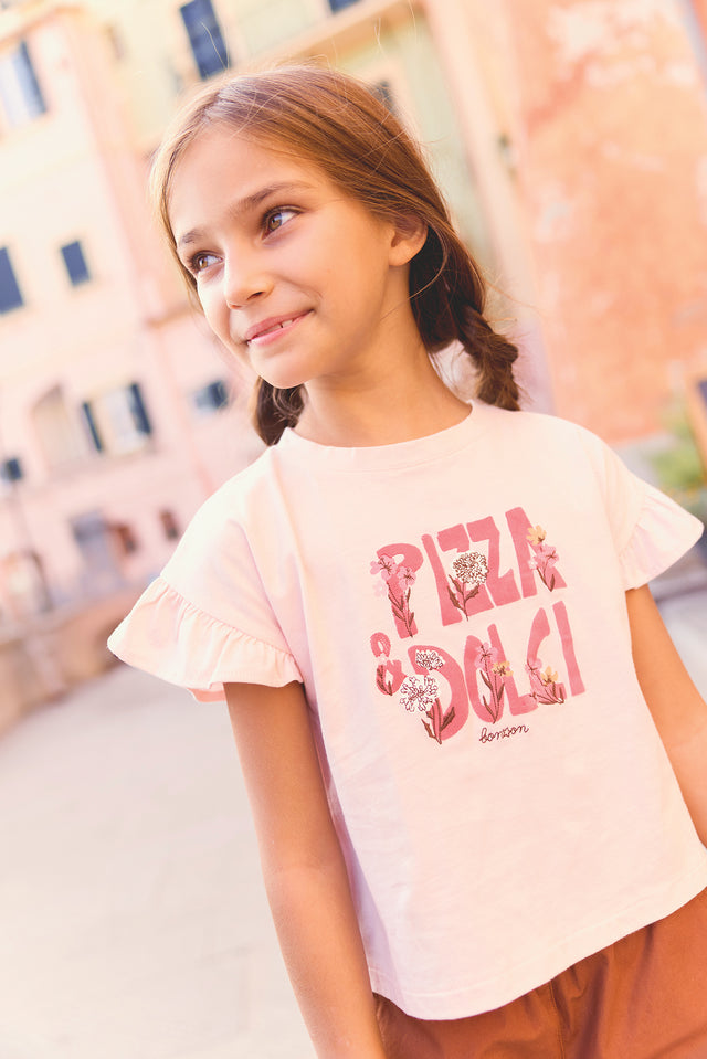 T-shirt - Lolita Pink Perfect Illustration "Pizza Dolci" - Image principale