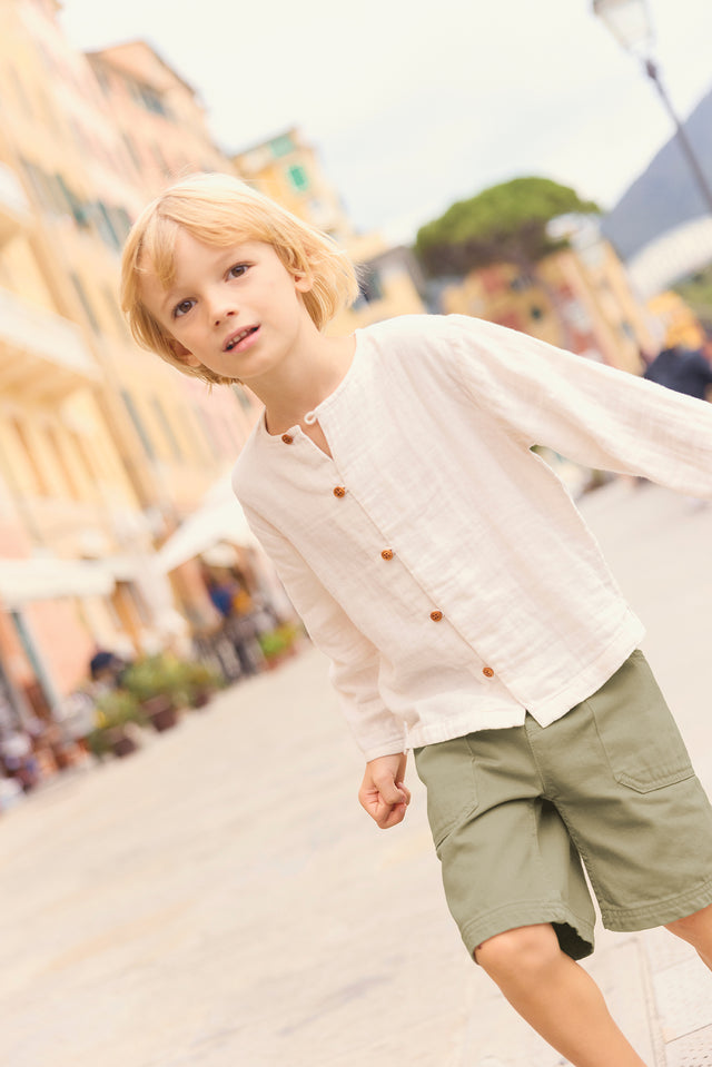 Chemise - Linde écru bonton en gaze de coton - Image principale