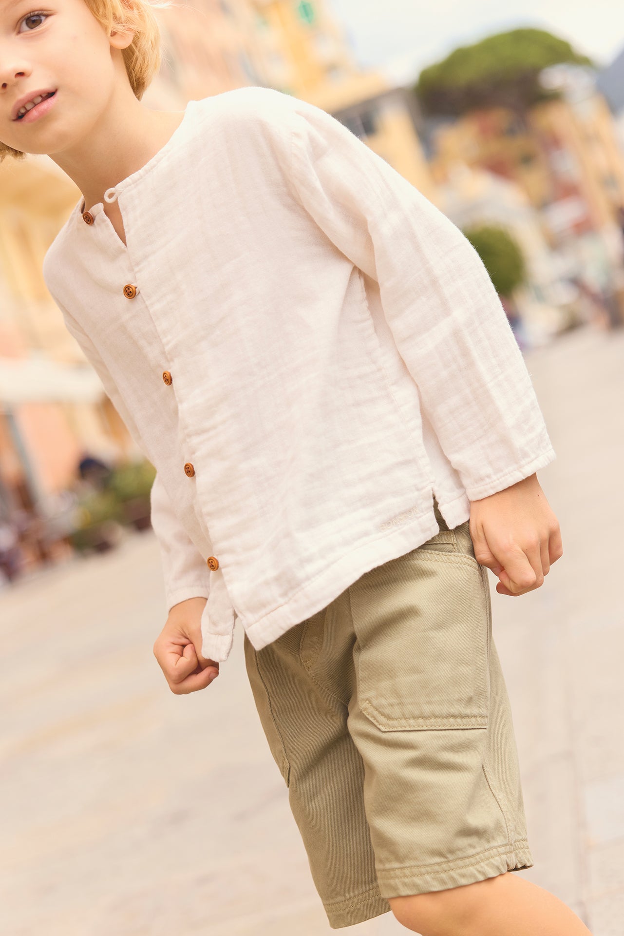 Chemise - Linde écru bonton en gaze de coton