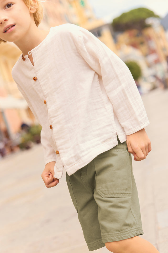 Chemise - Linde écru bonton en gaze de coton - Image alternative