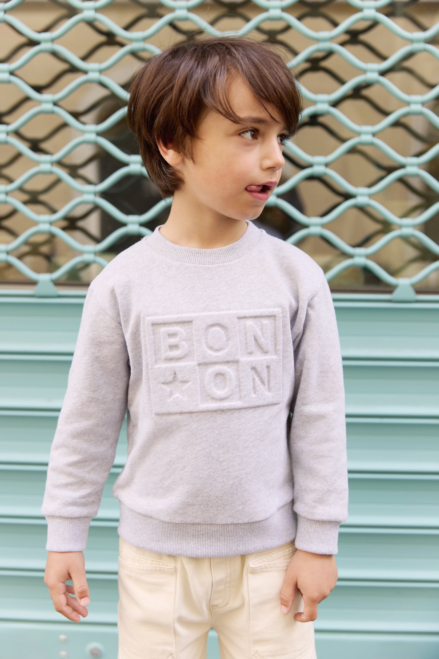 Sweatshirt - smile Grey Bonton logo