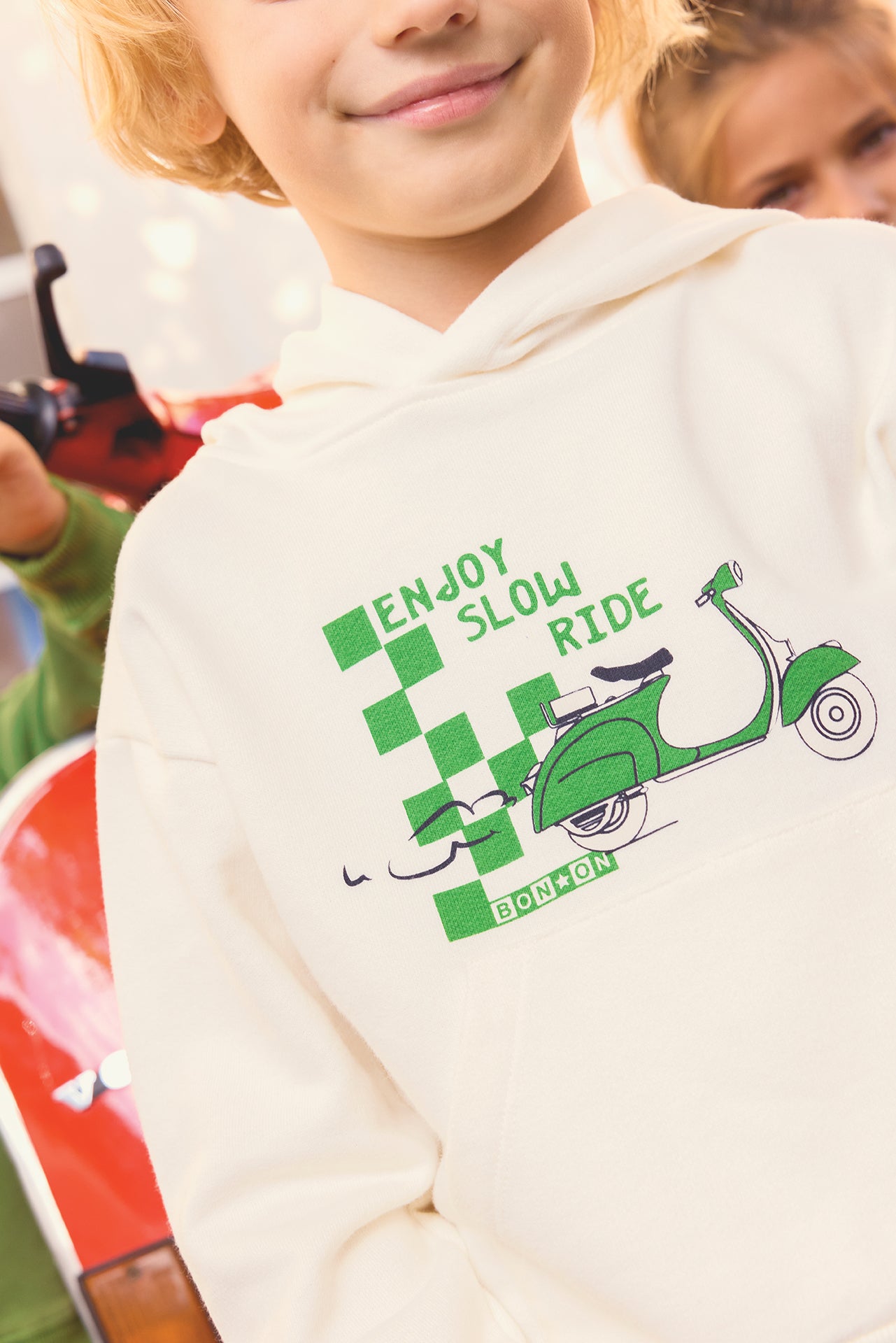 Sweatshirt - Lennon ecru bonton Illustration scooter