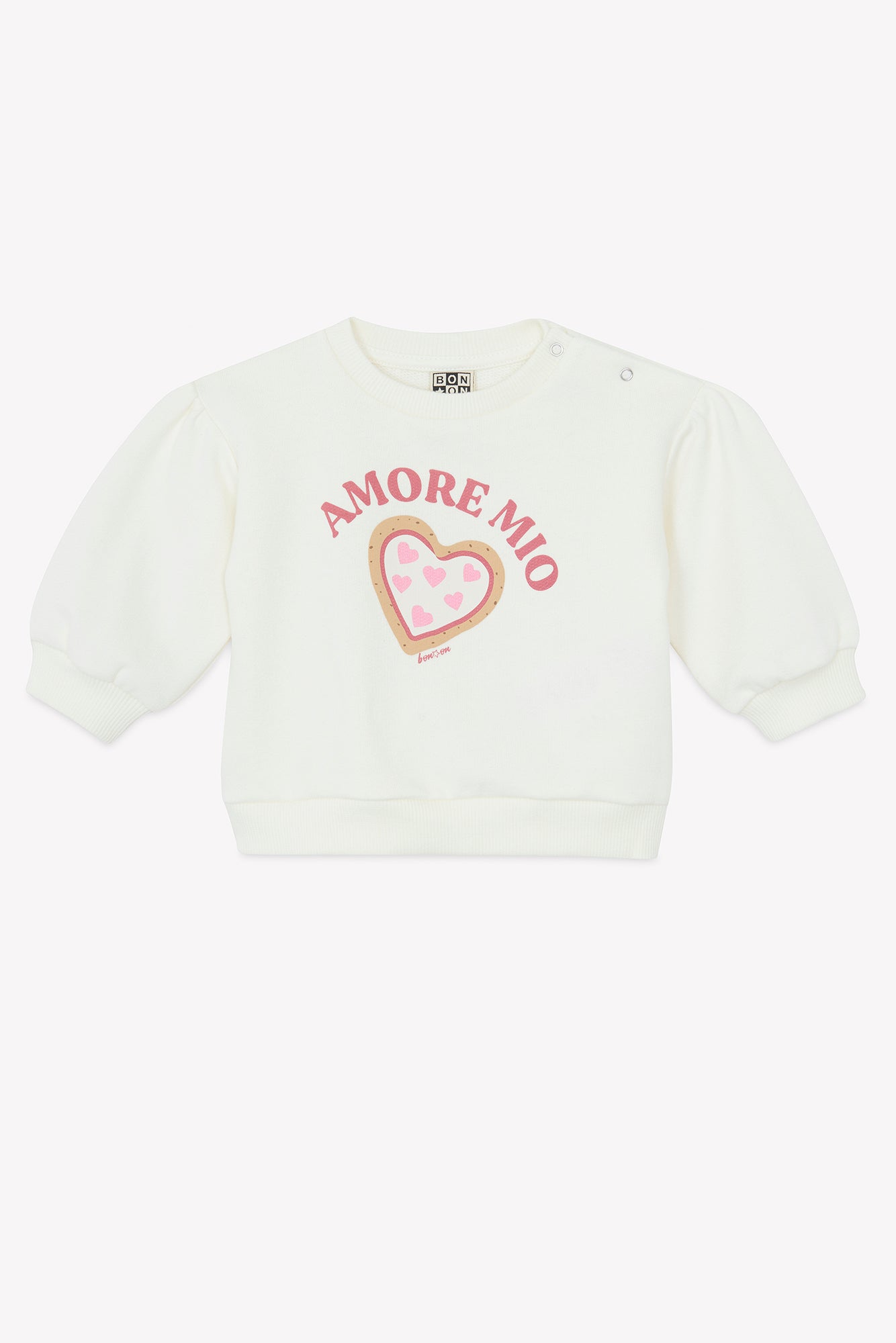 Sweatshirt - Lys Écru Bonton Illustration "Amore Mio"