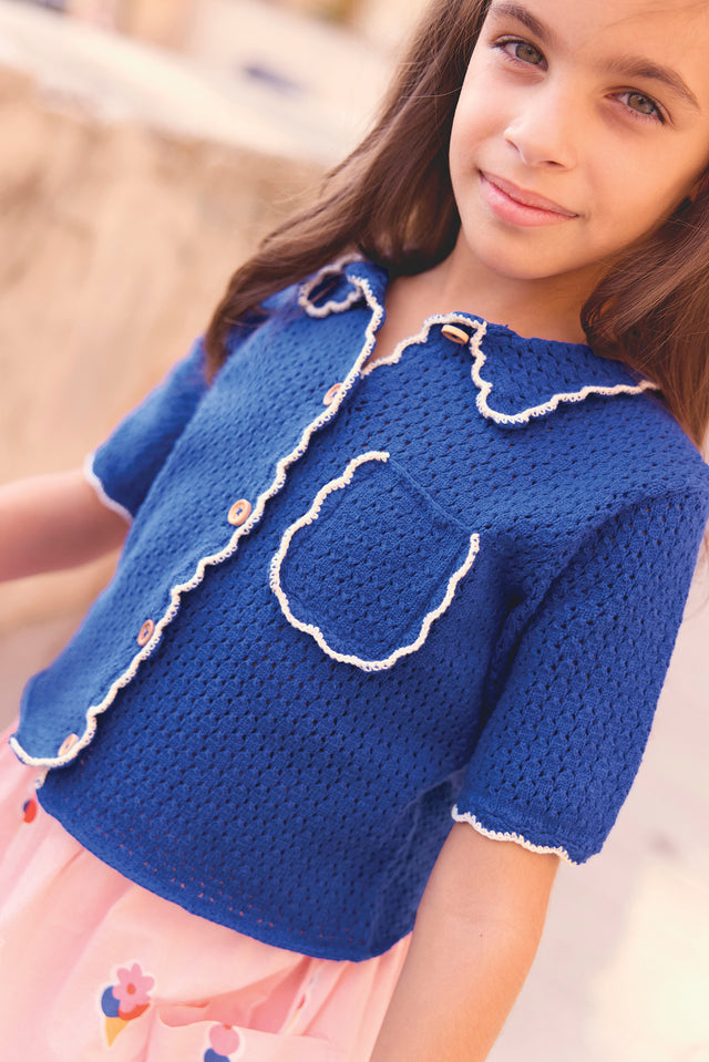 Cardigan - Lanza bleu fou en crochet - Image principale