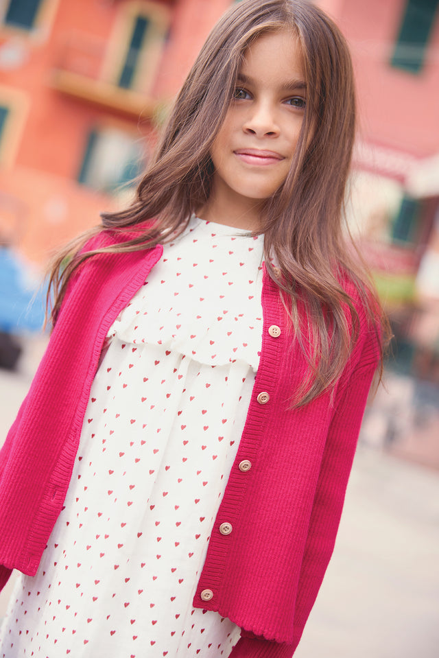 Cardigan - Lotta rose guili en tricot côtelé - Image principale