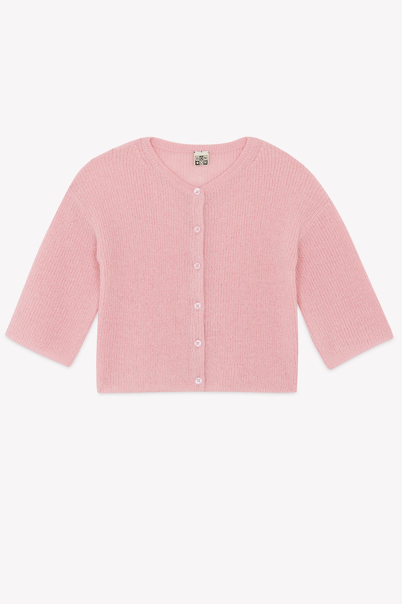 Cardigan - Lizbeth rose gelato en maille côtélé