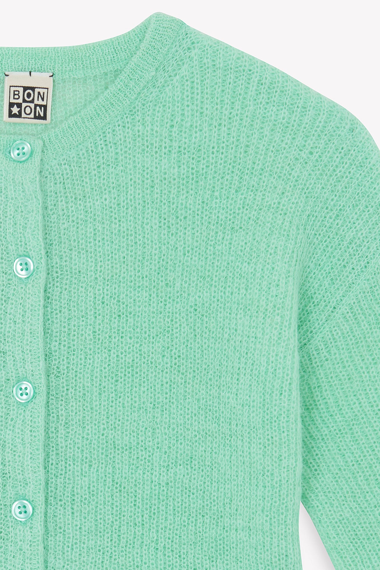 Cardigan - Lizbeth mint with water in Knitwearsideline