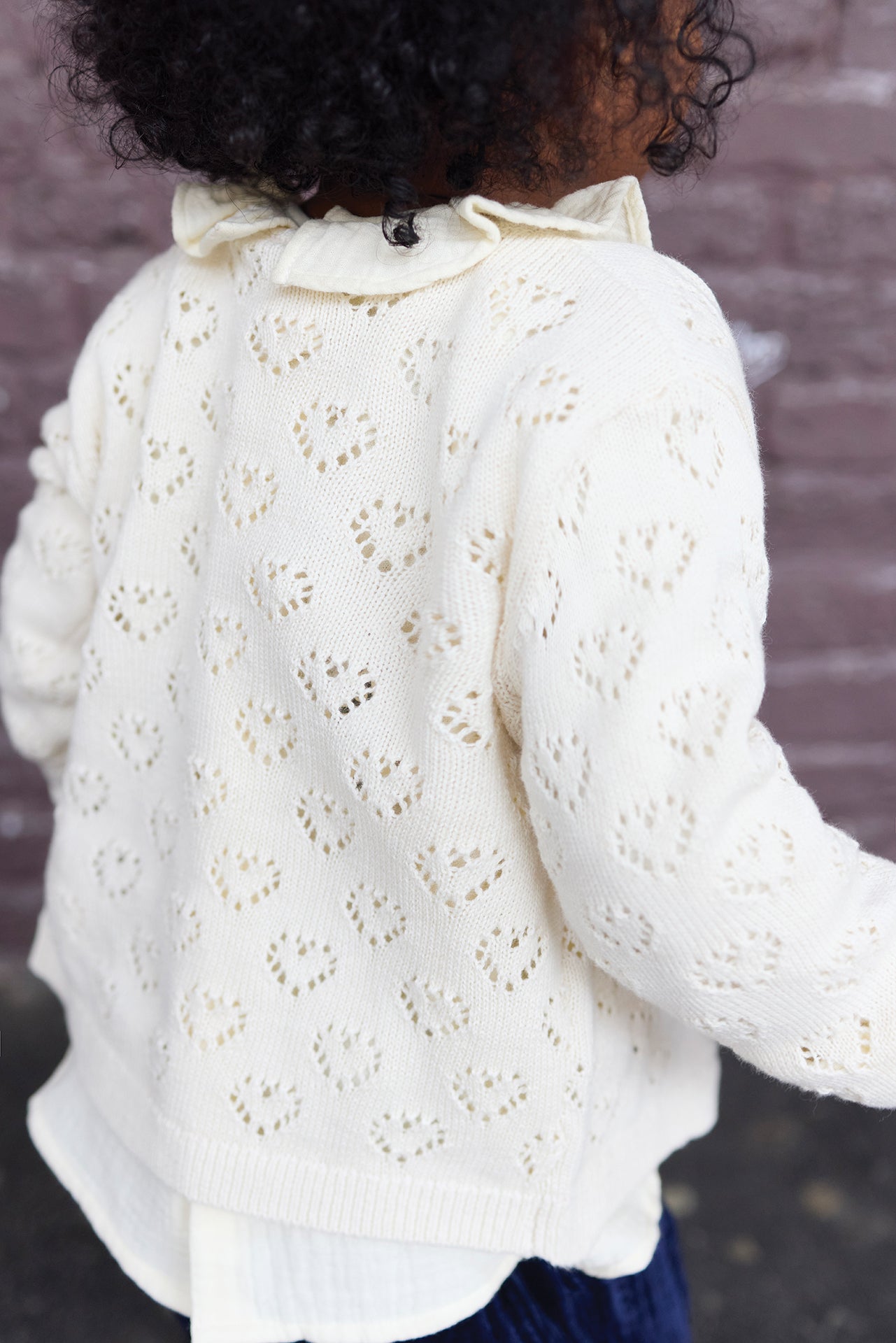 Cardigan - beige birth Baby with openwork coeurs in mesh