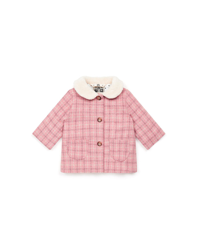 Manteau - bébé polaire fausse fourrure carreaux - Image principale