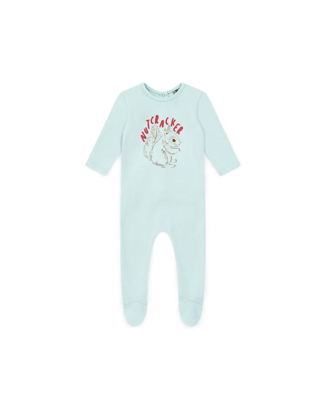 Pyjama - bleu imprimé écureuil 100% coton bio bébé - Image principale