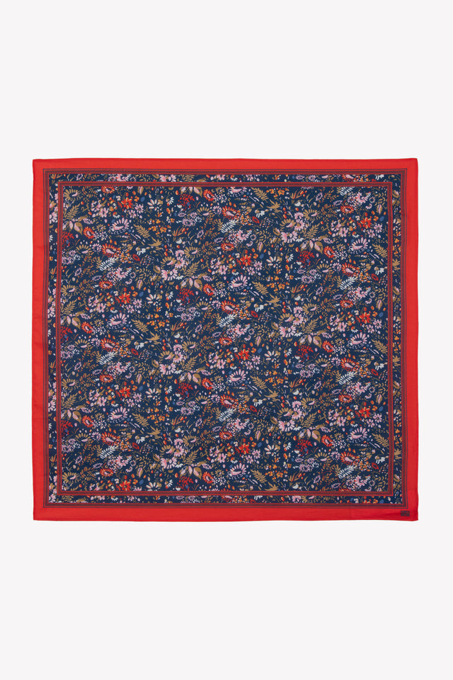 Foulard - Fleuri bleu 50cm - Image principale