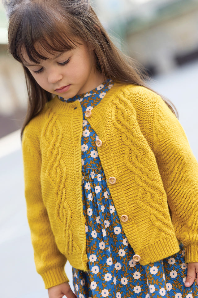 Cardigan  - Bernard en tricot torsadé jaune - Image principale