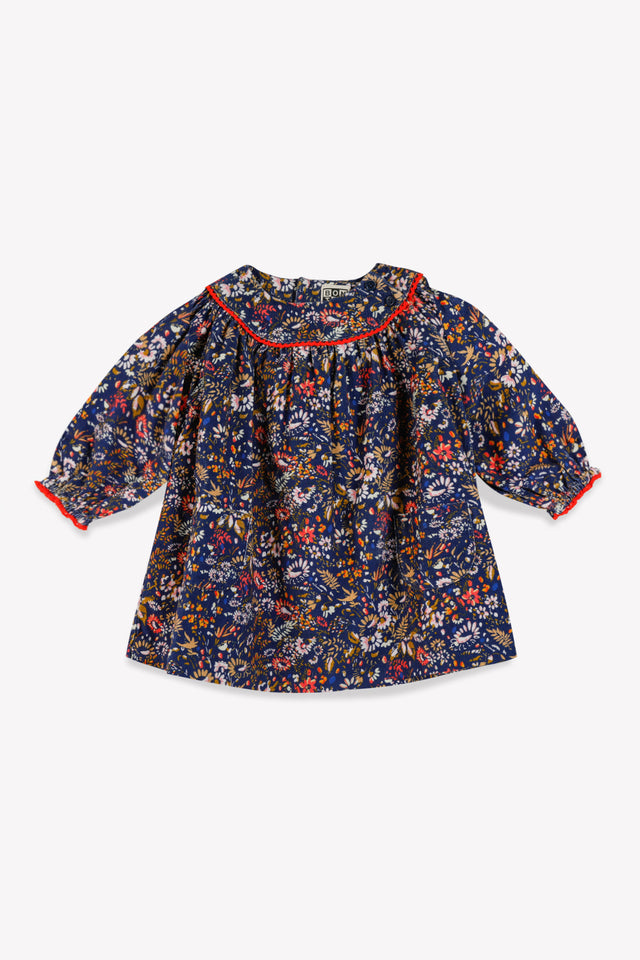 Dress - Dada Navy flowery in Velvet - Image principale