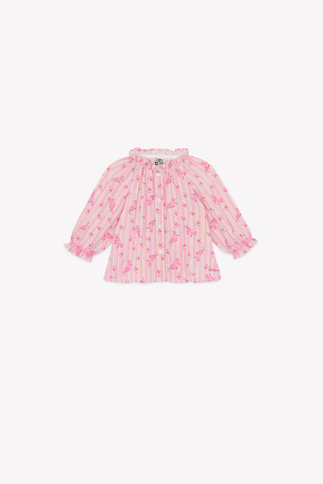 Blouse - Reina rose clair rayé fleuri - Image principale