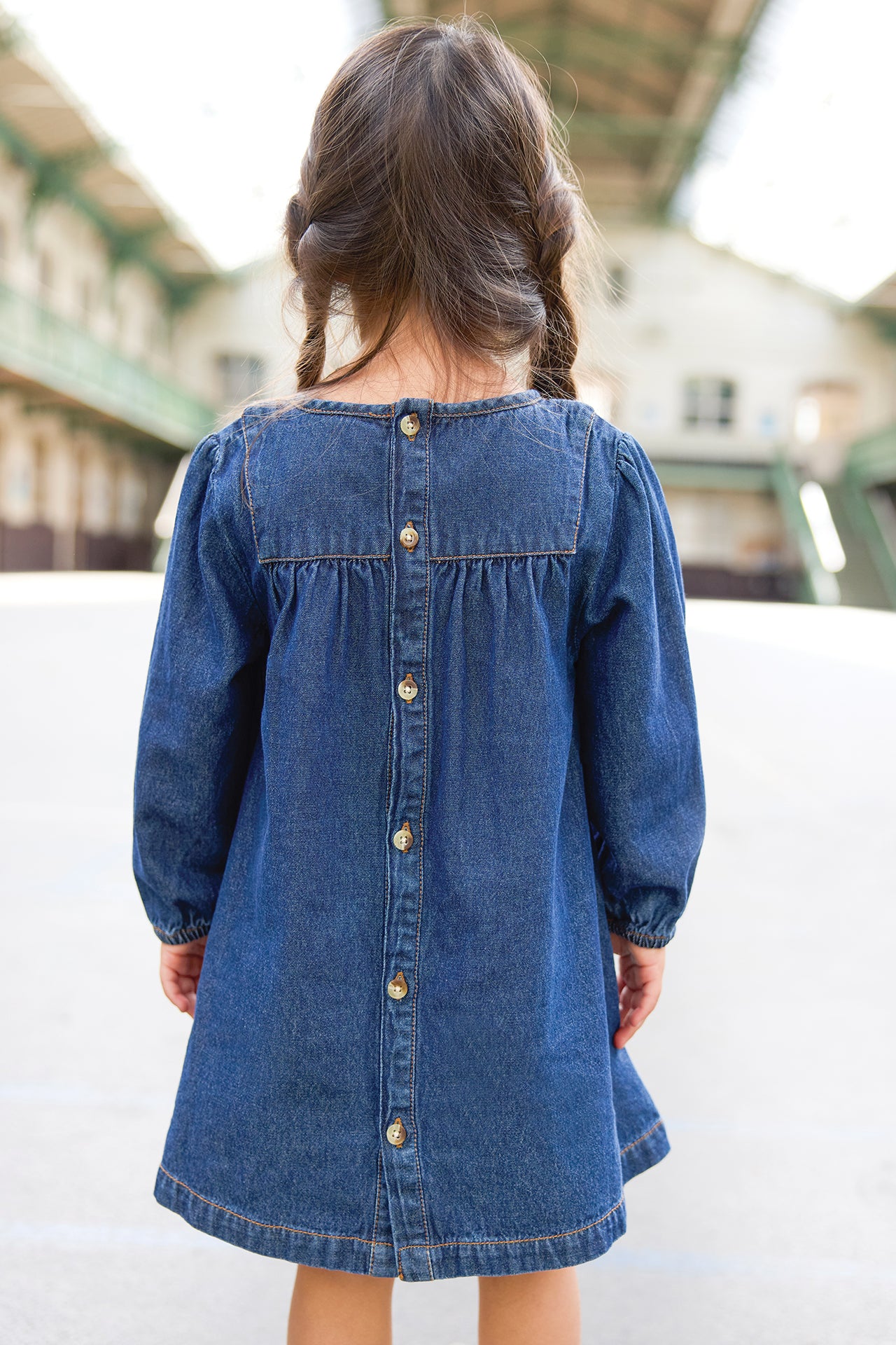 Robe - Dragée chambray bleu matelassé