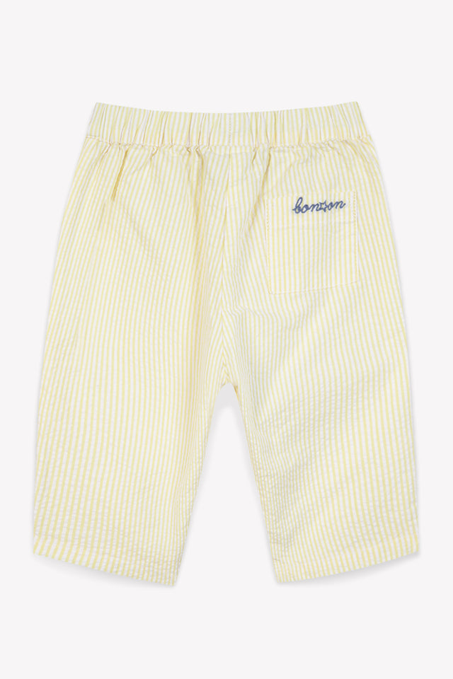 Pantalon - Gino jaune Bébé coton seersucker rayure - Image principale