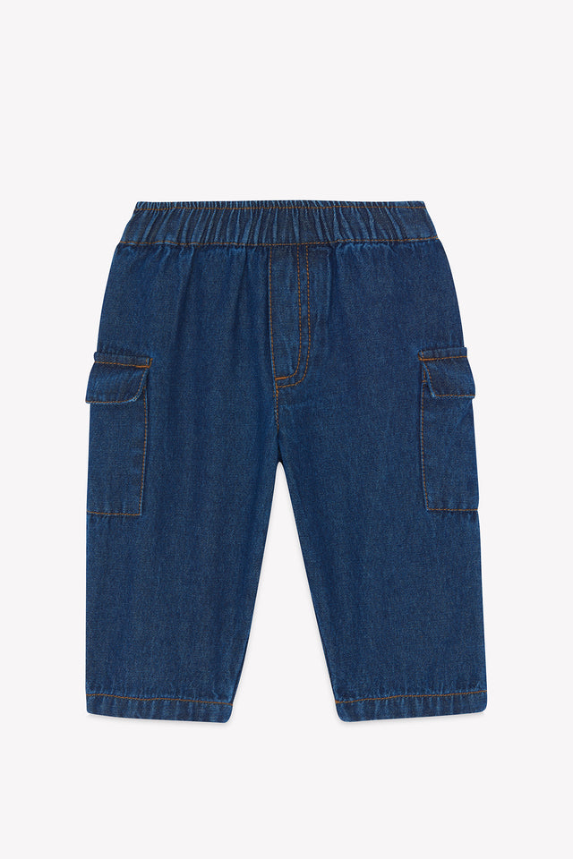 Pantalon - Cargo chambray bleu - Image principale