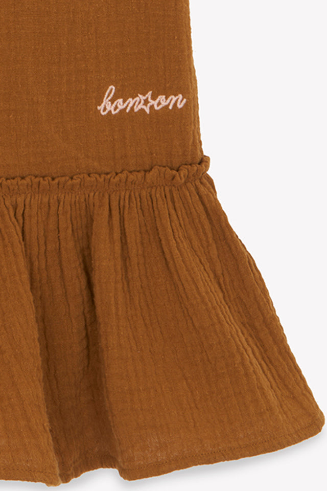 Robe - Celia marron double gaze de coton - Image alternative