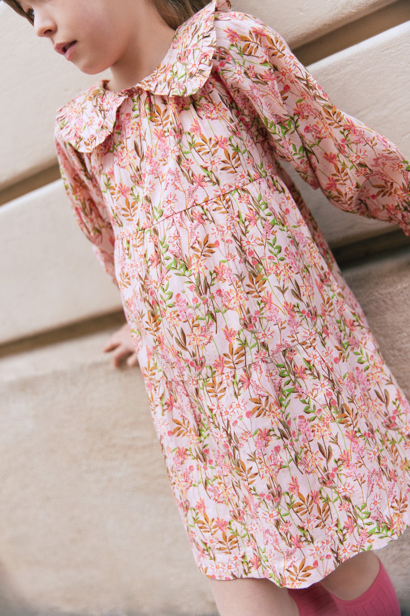 $200 Bonton newest girls soft cotton floral long sleeve Dress 8