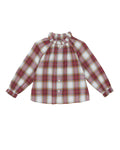 Blouse - Red hermine checkered in scraped Twill