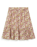 Skirt - Denon pink in cotton printed flower daisy