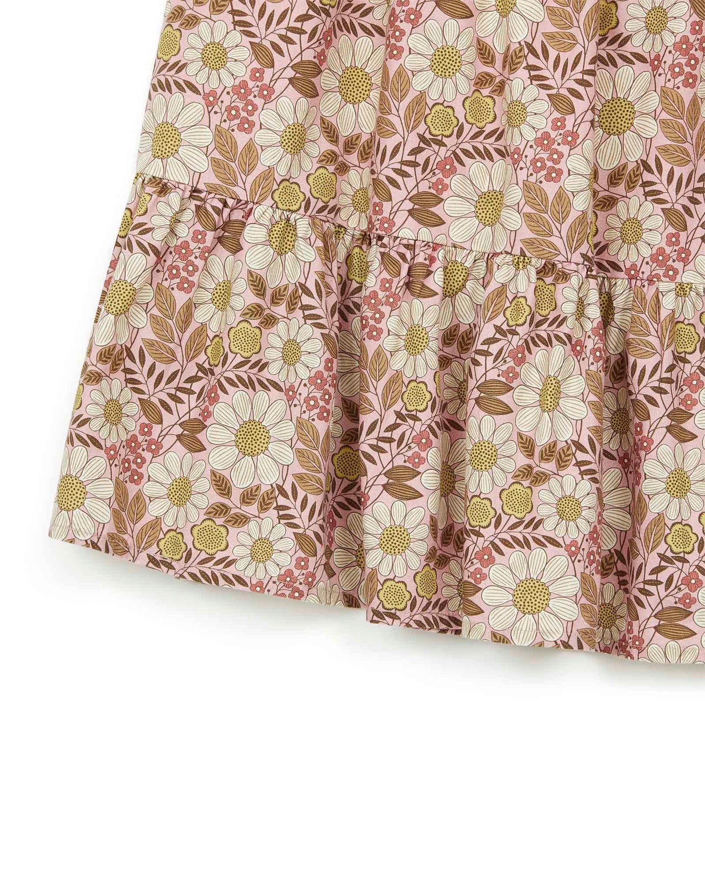 Skirt - Denon pink in cotton printed flower daisy