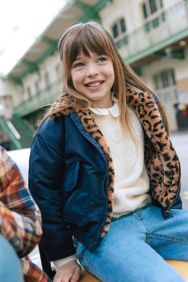 Bomber - Joyce Navy Bonton Inner Leopard - Image principale