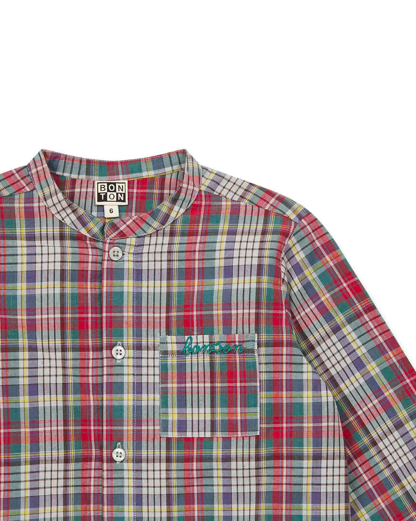 Shirt - Green internet checkered in cotton sail