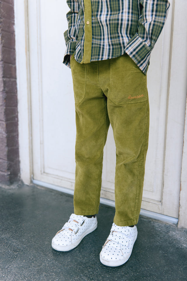 Trousers - Green Batcha in velvet - Image principale