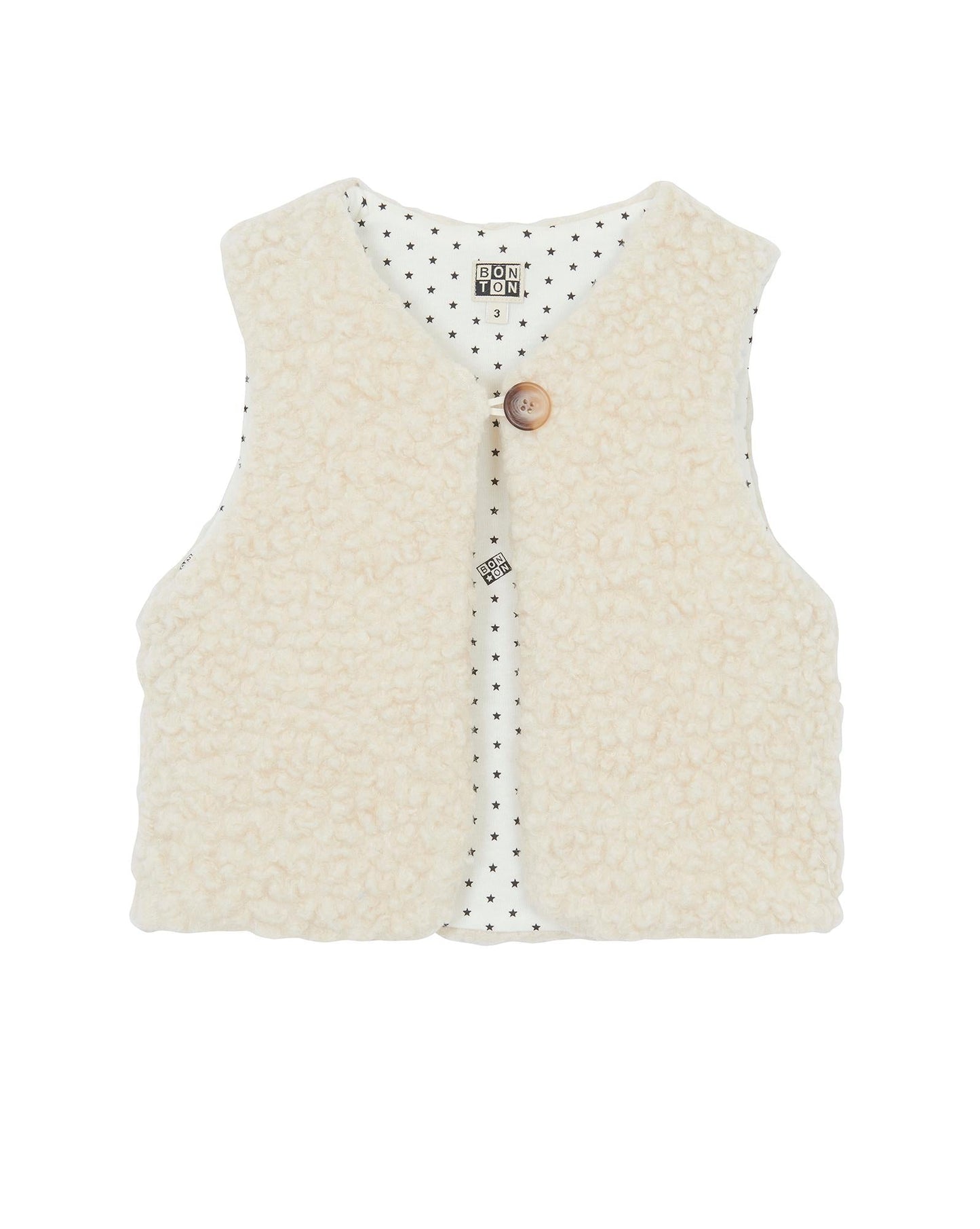 Cardigan Sleeveless - Beti ecru in Bouclette