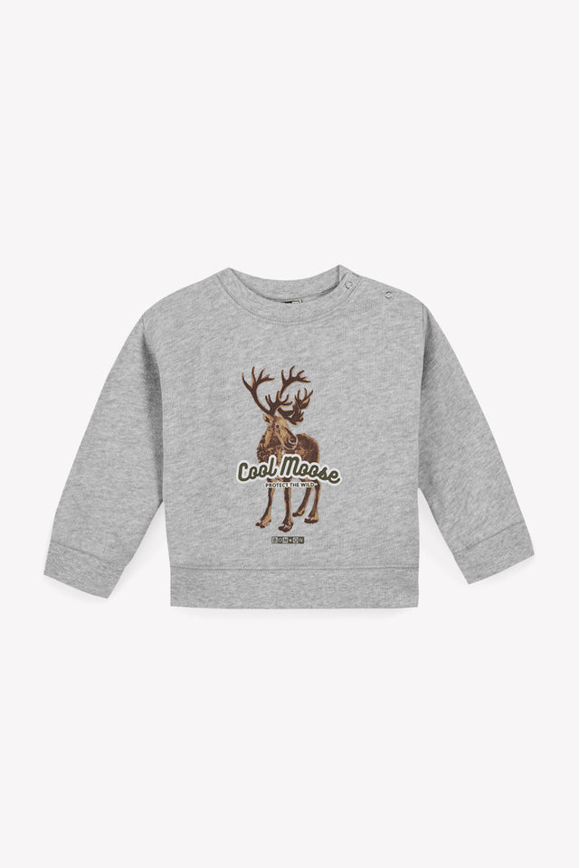 Sweatshirt - Smily Chinese gray illustration reindeer - Image principale