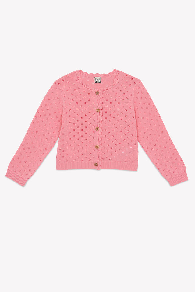 Cardigan - lou pink cotton openwork - Image principale