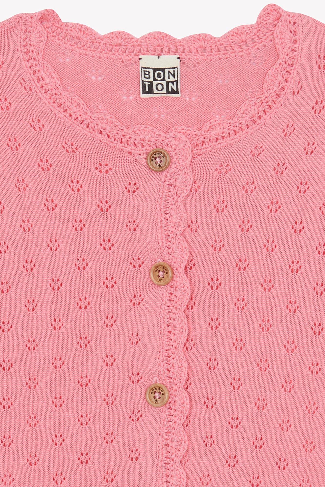 Cardigan - lou pink cotton openwork