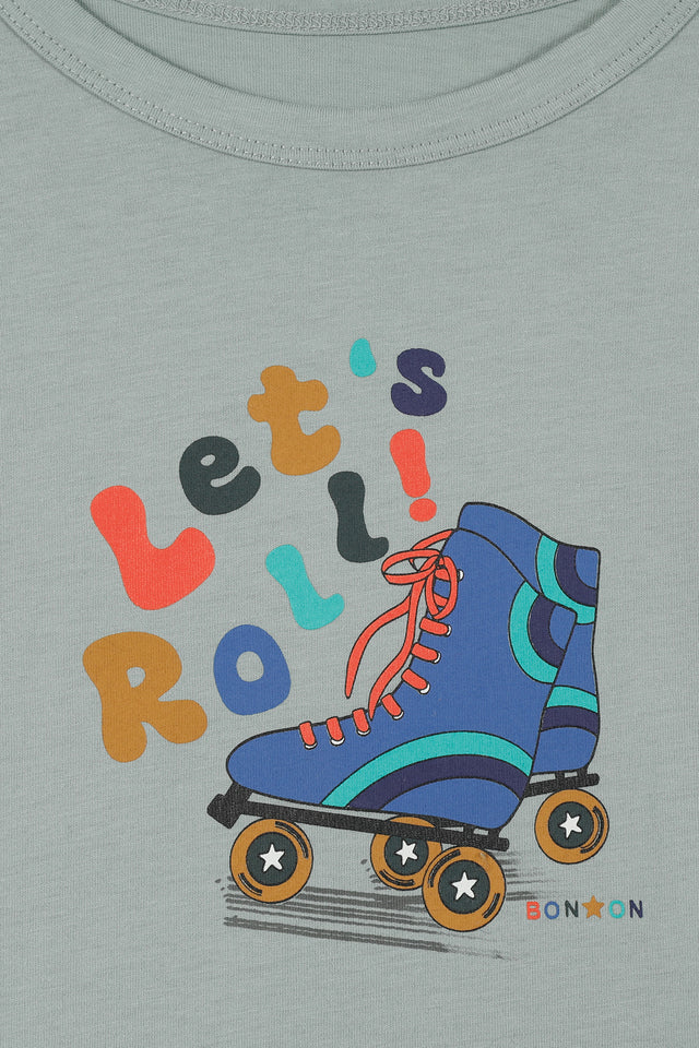 T-shirt - Light blue taxo printed "Let's Roll ' - Image alternative