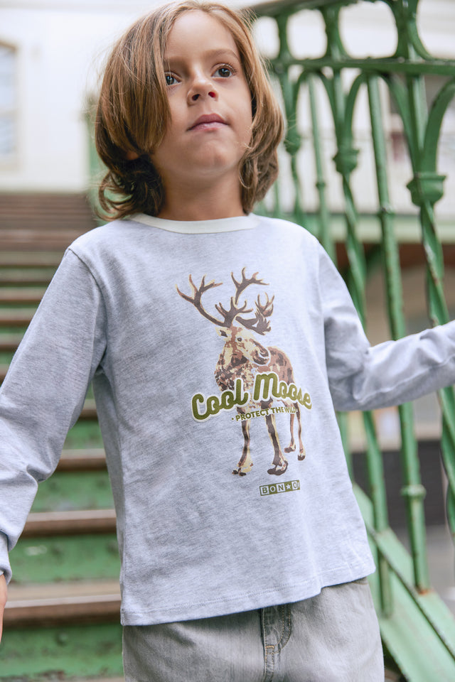 T-shirt - Gray gray Taxo Illustration reindeer - Image principale