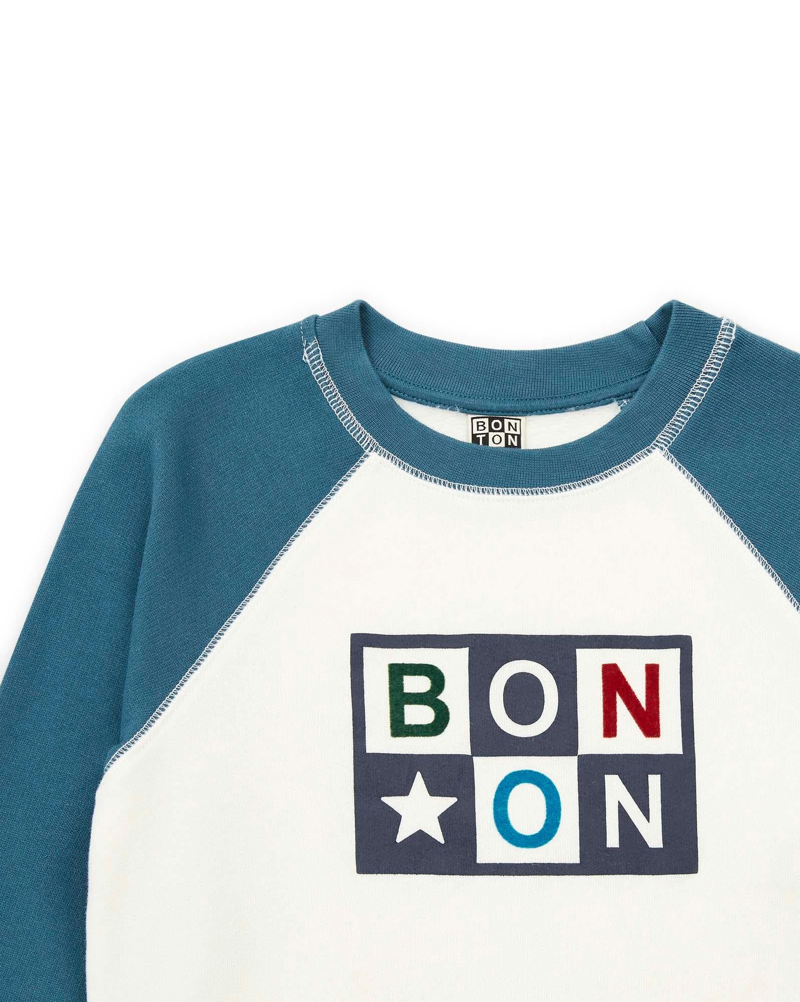 Sous-pull Titou bleu en coton biologique certifié GOTS – Bonton Paris