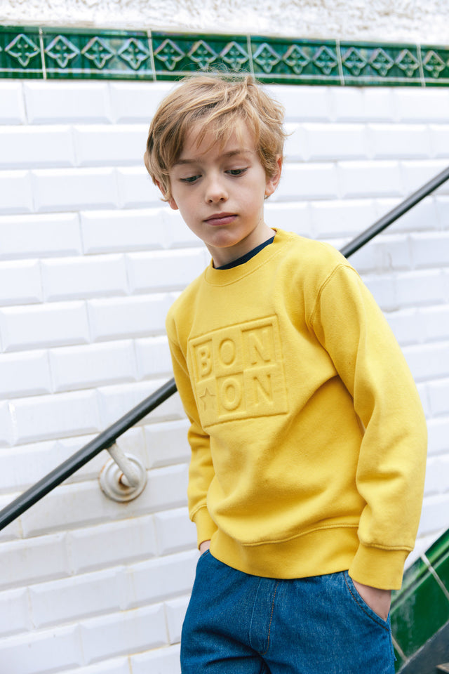 Sweat - Smile jaune retro bonton - Image principale